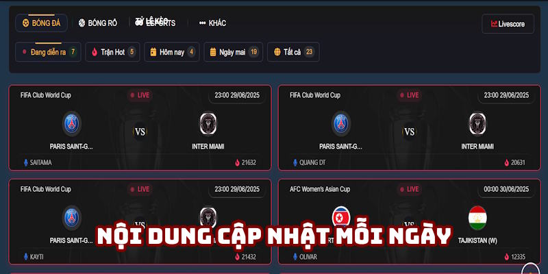 Nội dung đều được làm mới mỗi ngày